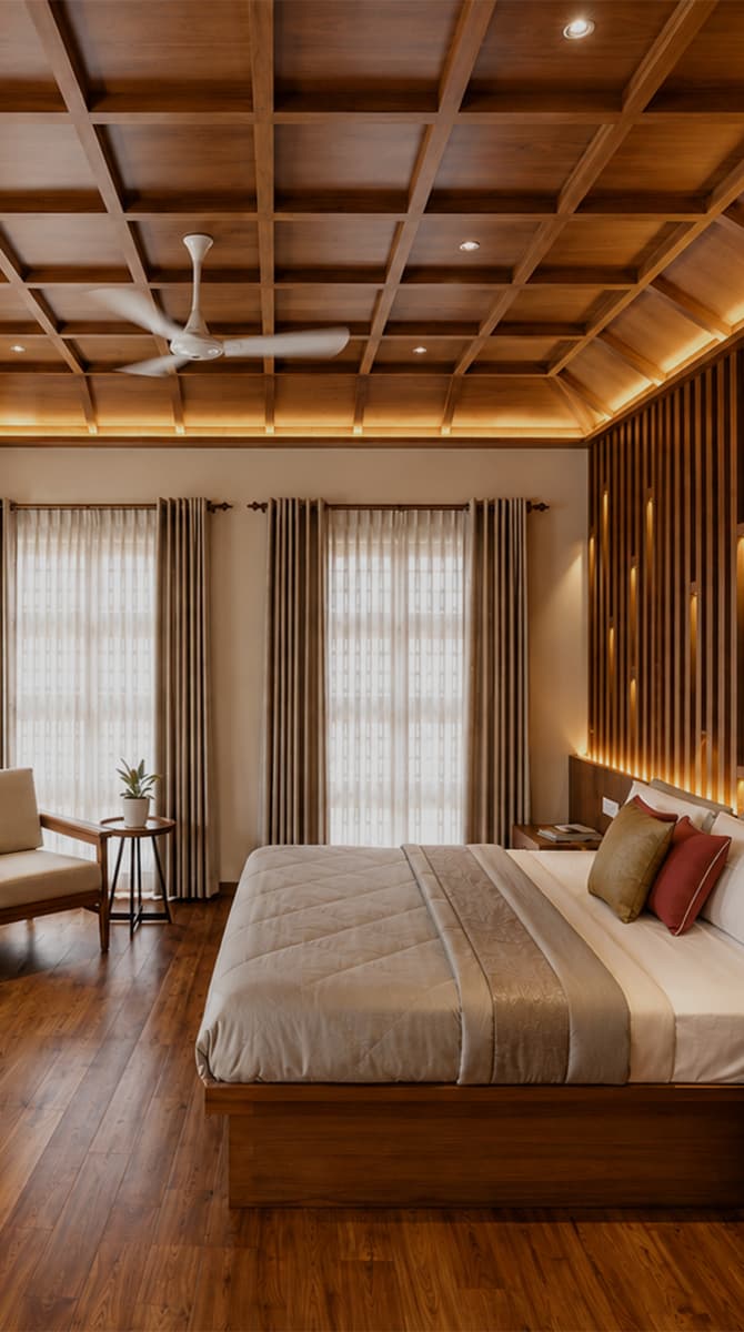 Modern home interior with natural materials and thoughtful detailing